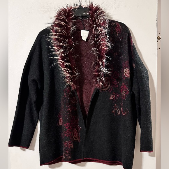 Chicos Vibrant Faux-Fur Cardigan - Picture 5 of 15
